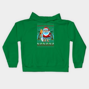 Surfer Santa Claus Surf Ugly Christmas Sweater Pattern Kids Hoodie